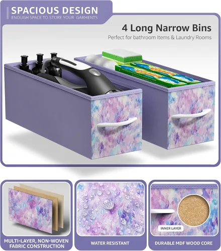 Miniatura 6 de Sorbus Cómoda Estrecha para Niños con 4 Cajones - Cajonera de Almacenamiento Vertical Delgada con Marco de Acero, Superficie de Madera y Tinte
