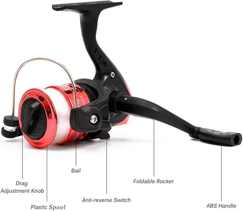Miniatura 5 de Kit completo de carrete de caña de pescar con 2 cañas de pescar telescópicas de 6.9 ft, 2 carretes de señuelos de pesca ganchos accesorios bolsa