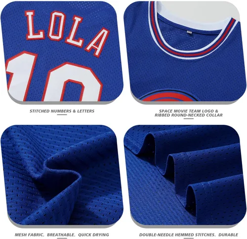 Miniatura 2 de Jersey de baloncesto para hombre, Lola#10 Bugs#1 camisetas de película espacial de los años 90 para HalloweenNavidad, deportes, hip hop, fiesta
