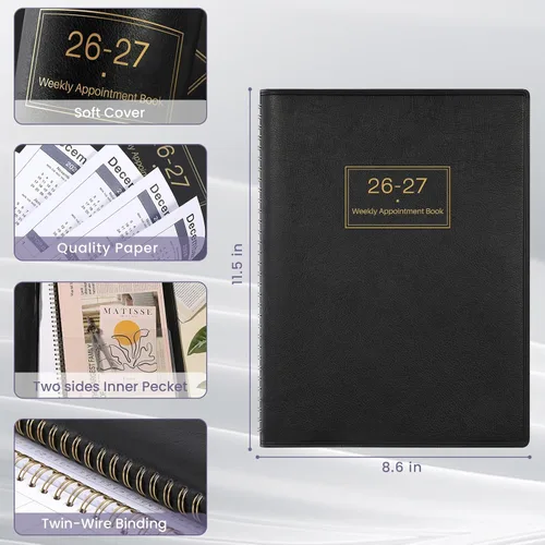 Miniatura 6 de Libro de citas 2026 – Agenda diaria por hora 2026, planificador grande, libro de citas semanales y mensuales 2026, 8.5 x 11 pulgadas, enero 2026 a