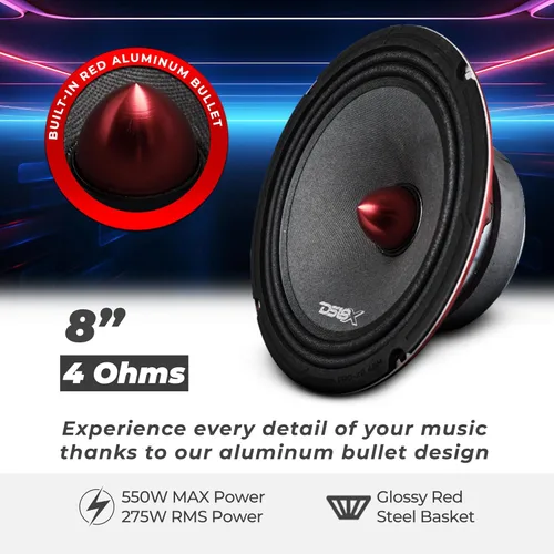 Miniatura 2 de Altavoz DS18 PRO de rango medio, cúpula en compresión de aluminio roja, altavoces de puerta de audio de alta calidad para auto o camión sistema