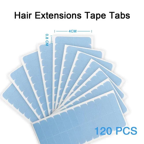 Miniatura 2 de SUYYA 120 pestañas de cinta de extensión de cabello de doble cara para repuesto de 1.6 in x 0.3 in (azul 120 piezas)