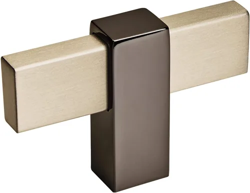 Amerock Pomo de gabinete | Champán plateado/níquel negro | Longitud de 2-3/8 pulgadas (2.362 in) | Mulino | paquete de 1 unidad | Pomo de cajón |