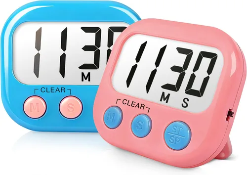 Miniatura 10 de Temporizadores de aula para profesores y niños, temporizador digital magnético grande, suministros para profesores, paquete de 12, azul y verde Azul