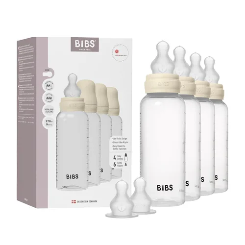 BIBS Pezón de silicona para biberón de 9.1 fl oz, paquete de 4 – Anti-cólico, sin BPA, pezón redondo, ligero y fácil de limpiar, adecuado para