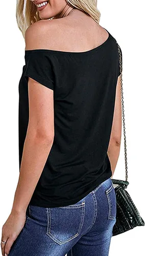 Miniatura 2 de Remidoo Blusa casual de manga corta con hombros descubiertos para mujer