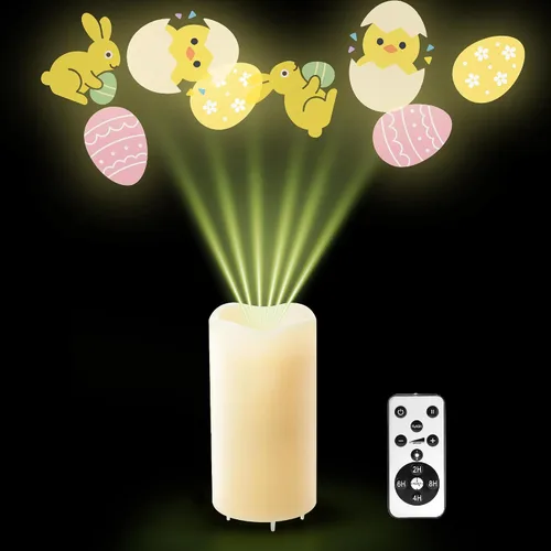 Miniatura 6 de XingsLight Velas sin llama para decoración del día de San Valentín con románticas luces de proyector de corazón rosa, funciona con pilas, vela LED