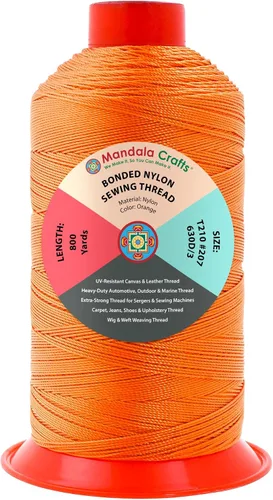 Miniatura 95 de Mandala Crafts - Hilo de nailon para coser cuero, tapicería, mezclilla y para trenzar el pelo; resistente, 1500 yardas, tamaño 69 T70 Marrón