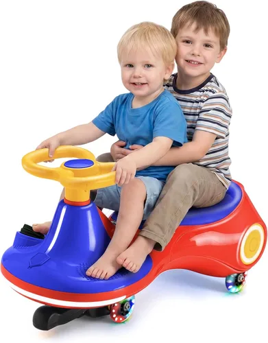 Miniatura 12 de Coche eléctrico de 12 V para niños, juguete 3 en 1 con pedal, scooter con ruedas intermitentes, vehículo oscilante de fácil montaje con batería