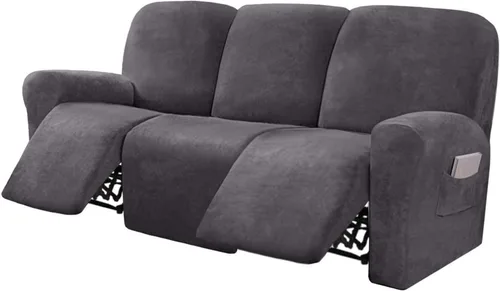 Miniatura 11 de Funda para sofá reclinable de 8 piezas, terciopelo elástico para sofá reclinable de 3 plazas, funda suave y gruesa para sofá reclinable, protector
