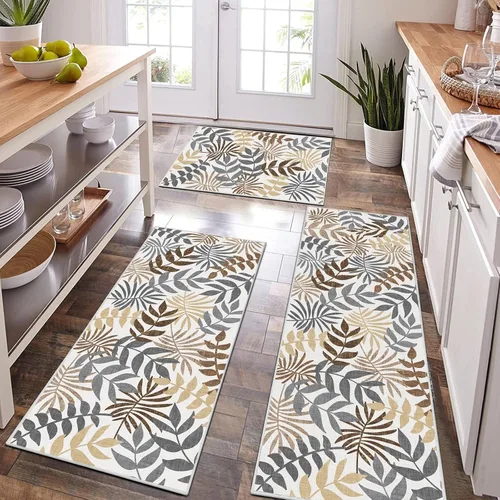 Miniatura 11 de Bsmathom Conjunto de Alfombras de Cocina Boho 3 Piezas, Alfombra de Cocina Antideslizante de Estilo Granja, Alfombras de Cocina Lavables