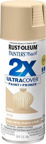 Rust-Oleum 249080 Painter's Touch 2X Ultra Cover - Pintura en aerosol, 12 onzas, fósil satinado Satin Fossil