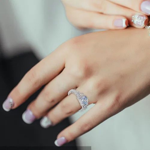 Miniatura 6 de Anillo de plata de diamante de lujo anillo de compromiso anillo de boda anillo de circonita joyería para tu princesa