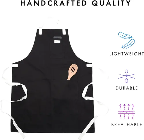 Miniatura 3 de Delantales cósmicos de grado profesional para chef y cocina con bolsillos, 34 x 26 pulgadas, delantal de cocina para servidor, parrilla, hornear