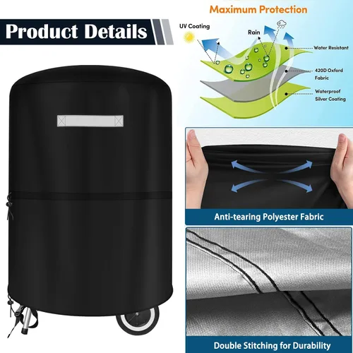 Miniatura 4 de Cubierta redonda para parrilla Weber de 22 pulgadas al aire libre impermeable para parrillas de carbón Kettle - Cubiertas para parrilla de carbón
