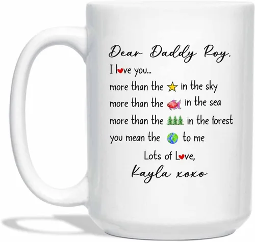 Miniatura 9 de Marco de fotos personalizado para niños, taza de café de regalo para papá y papá, taza de café blanca con texto en inglés "Dad We Love You", taza