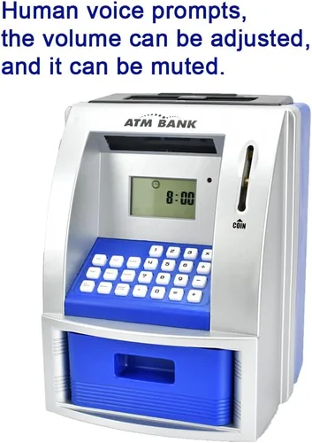 Miniatura 4 de Caja de ahorros de cajero automático para dinero real, alcancía electrónica para enseñar ahorros, juguete clásico de conteo, banco de dinero
