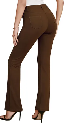 Miniatura 3 de siliteelon Pantalones de vestir para mujer, pantalones de trabajo casuales para mujer, pantalones de yoga con corte de bota, pantalones de negocios