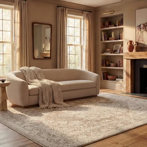 Miniatura 11 de SAFAVIEH Alfombra de área de 9x12 pies - Colección Reflection - Grande - Beige y crema, no desprende pelusa y es fácil de limpiar, ideal para sala