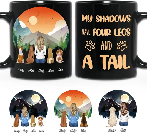 Miniatura 14 de WHIDOBE Taza personalizada de perro (niña – perro) personalizada de 11 onzas, 15 onzas con avatares, nombres, razas – Taza «Dog Mom» para mujeres