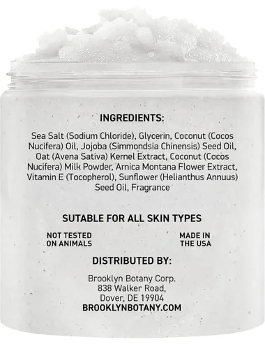 Miniatura 3 de Brooklyn Botany - Exfoliante corporal de leche de coco, exfoliante hidratante para cuerpo, rostro, manos y pies - Combate las estrías, líneas finas