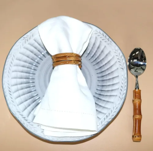 Miniatura 4 de Servilleteros de bambú, juego de 6 servilleteros, hecho a mano, natural, servilletero para decoración de mesa