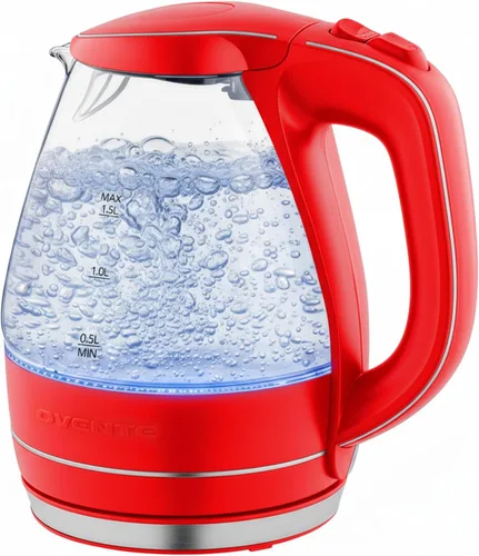 Miniatura 9 de OVENTE Hervidor Eléctrico, 1.5L de Vidrio de Borosilicato para Encimera, Calentador y Hervidor de Agua para Café o Té, Libre de BPA, Apagado Naranja