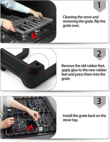 Miniatura 6 de 12 piezas 5304475129 Rejilla de goma de repuesto para Frigidaire Gas Range Cooktop Parts AP4499988 Frigidaire Estufa Rejilla Pies de goma Protector