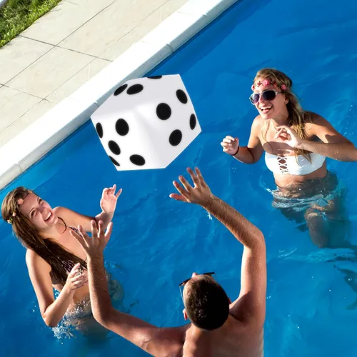 Miniatura 3 de 4 dados inflables gigantes de 12.6 pulgadas, juego divertido de dados inflables grandes para interiores y exteriores, césped, piscina, fiesta, Negro