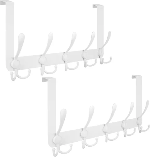 Miniatura 15 de TICONN Ganchos sobre la puerta, 5 ganchos resistentes de triángulo para colgar abrigos, todo metal, para baño, dormitorio, residencia