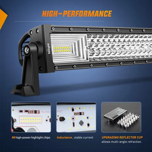 Miniatura 8 de Barra de luz led Nilight, de 21", combo de foco de 100 vatios e inundación, una fila de 9,000 lúmenes, para todo terreno, led 3D antiniebla y luz