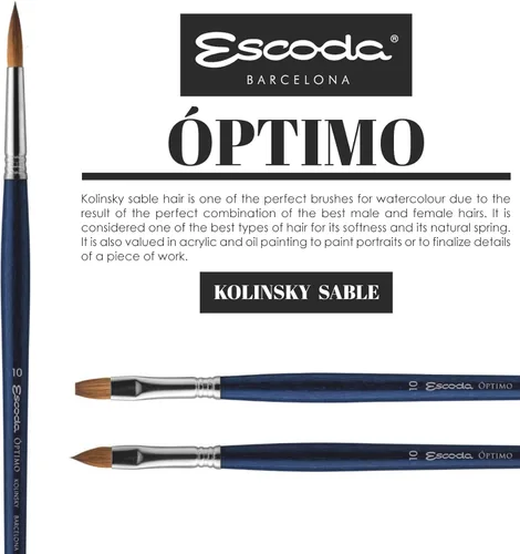 Miniatura 4 de Speedball Art Products Escoda Optimo Series Artist Oil & Acrylic Cepillo de pintura brillante de mango largo, tamaño 0, Pure Kolinsky