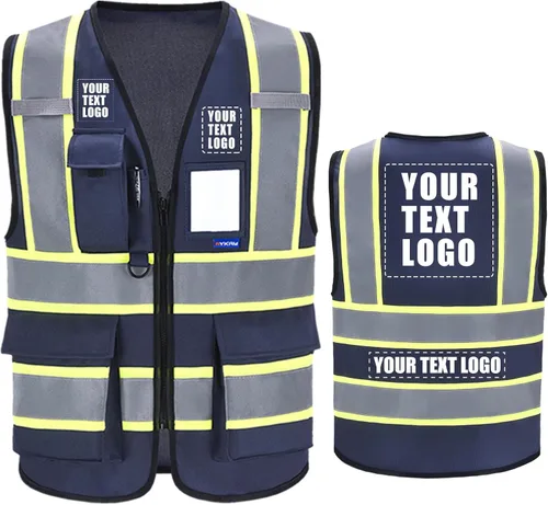 Miniatura 22 de AYKRM Chaleco de Seguridad de Construcción Personalizado con Logotipo Impreso de Alta Visibilidad Reflectante de 2 Tonos