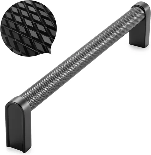 Miniatura 19 de Koofizo - Paquete de 10 tiradores de gabinete estriados para armario, manija negra para muebles (1.1 pulgadas/28 mm), herrajes sólidos K22