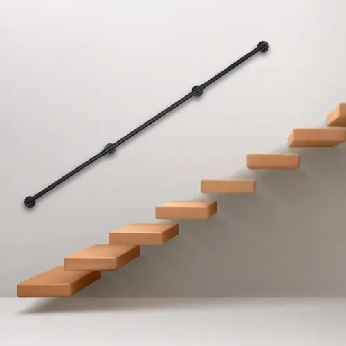 Miniatura 3 de Barandilla de metal para escaleras, barandilla de escalera de tubo de hierro galvanizado de 12 pies, barandilla de escalera de metal, barandilla