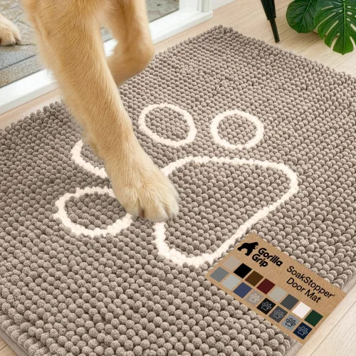Miniatura 54 de GORILLA GRIP SOAKSTOPPER - Tapete para puerta de perro, 30 x 20 pulgadas, lavable a máquina, absorbente, captura la humedad, barro, suciedad, Negro