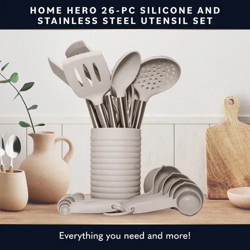 Miniatura 4 de Home Hero Juego de utensilios de cocina de silicona – Utensilios de cocina resistentes al calor y antiarañazos – Juego de espátulas ergonómicas