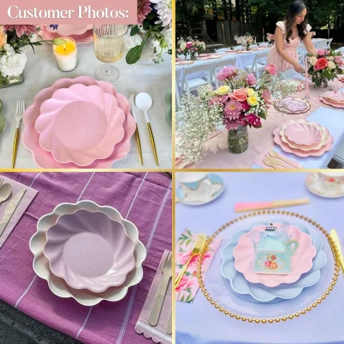 Miniatura 9 de Sophistiplate Platos de cena compostables ecológicos – Hecho de fibra de madera de bambú y caña de azúcar – Platos biodegradables y desechables