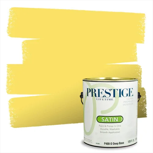 Miniatura 180 de PRESTIGE Pinturas Pintura Exterior e Imprimación En Uno, 1 Galón, Satinado, Pareja Comparable de Benjamin Moore* Amarillo* 320BM-PCM