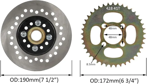Miniatura 6 de Eje vivo de acero de 1 pulgada con ruedas sin cámara de 16 x 8-7 pulgadas, llanta y piñón de cadena, cilindro maestro de freno para Go Kart Quad