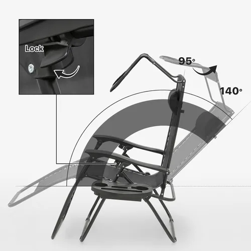 Miniatura 5 de Par de 2 sillas de gravedad cero con sombrilla de Magshion Furniture