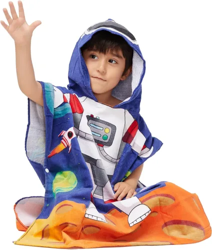 Miniatura 7 de Toalla con capucha 100% algodón para niños de 2 a 6 años, niños y niñas, toalla de baño, piscina, playa, suave, absorbente, poncho de playa, pequeño