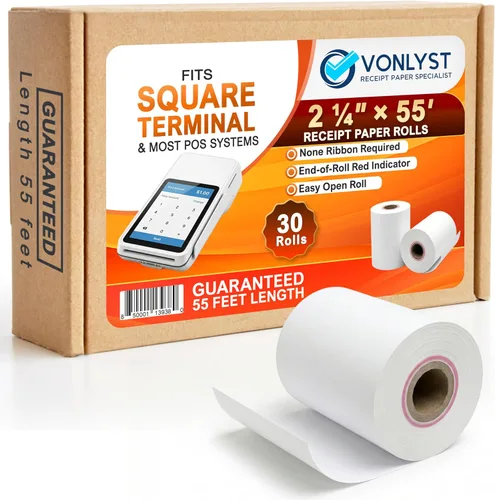 Miniatura 10 de Rollo de papel de recibo para máquina de tarjeta de crédito Square Terminal (10 rollos)