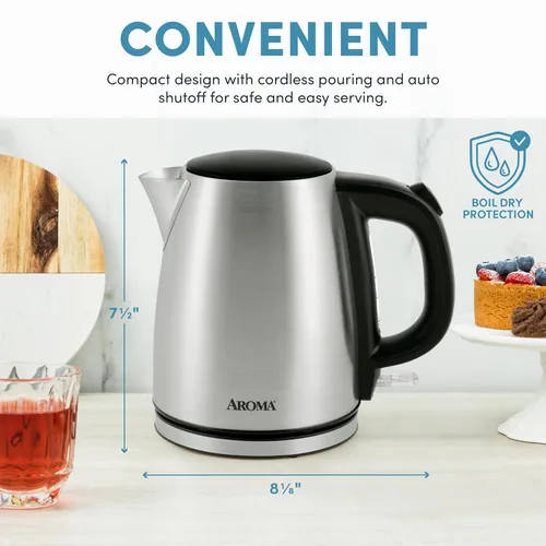 Miniatura 4 de Aroma Housewares - Tetera eléctrica de acero inoxidable de 1.0L / 4 tazas (AWK-267SB)