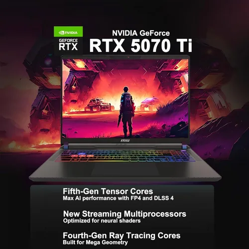 Miniatura 3 de msi Portátil para juegos Vector 16 HX AI, 16 pulgadas QHD+ IPS 240Hz, procesador AMD Ryzen 9-8940HX, GeForce RTX 5070 Ti, retroiluminación RGB
