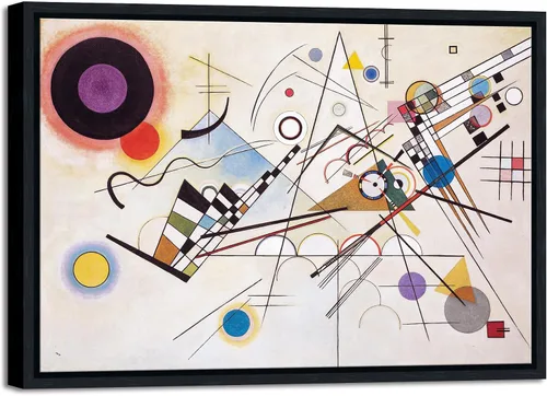 Wieco Art Lienzo enmarcado para pared, composición de Wassily Kandinsky VIII, impresión de cuadros abstractos famosos, impresiones en lienzo para