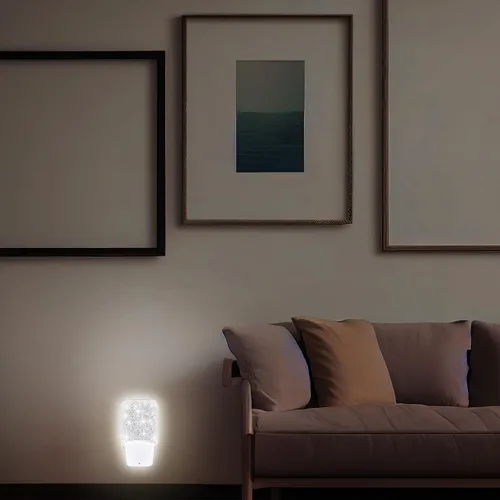 Miniatura 7 de Sumind 2 luces nocturnas con diamantes de imitación plateados, enchufables, con brillo automático, lámpara de noche LED decorativa con sensor de luz