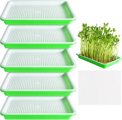 EBaokuup 5 bandejas para germinar semillas con agujeros de drenaje, bandejas de propagación de germinación de semillas sin BPA, kit de cultivo de
