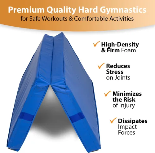 Miniatura 6 de Foamma Colchoneta de gimnasia – 4 pulgadas x 2 pies x 6 pies, almohadilla de aterrizaje plegable azul para niños y adultos, de alta densidad e