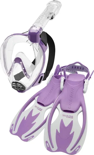 Miniatura 9 de Cressi Kit de snorkel junior para niños de 6 a 12 años - Máscara facial completa + aletas ajustables + equipo ligero colorido - Baron Jr & Rocks